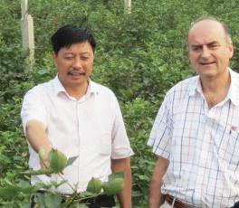 国际树莓联盟秘书长菲尔普斯.罗萨斯先生到生命果有机树莓种植基地考察